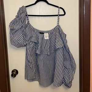 Ashley Stewart Sz 18 Off the Shoulder Striped Top